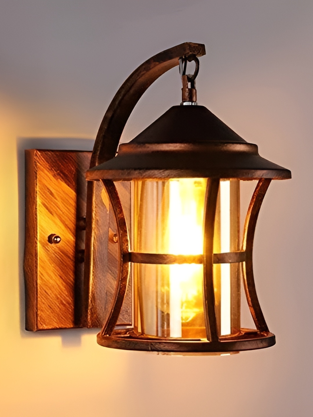 

KINIS Copper-Toned & White Textured Metal Cylinder Shaped Wall Lamp With Bulb