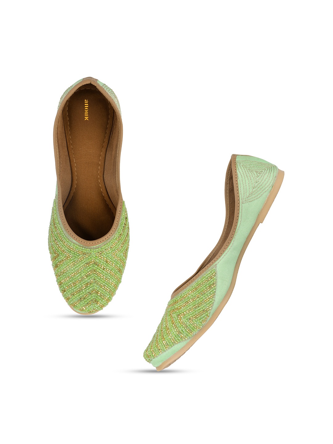 

Anouk Women Embellished Ethnic Mojaris Flats, Green
