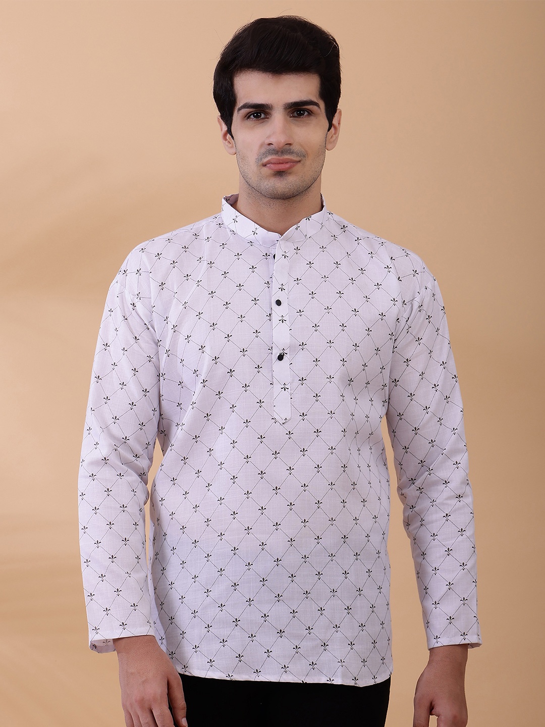

Shiv Leela Men Ethnic Motifs Printed Indie Prints Kurta, White