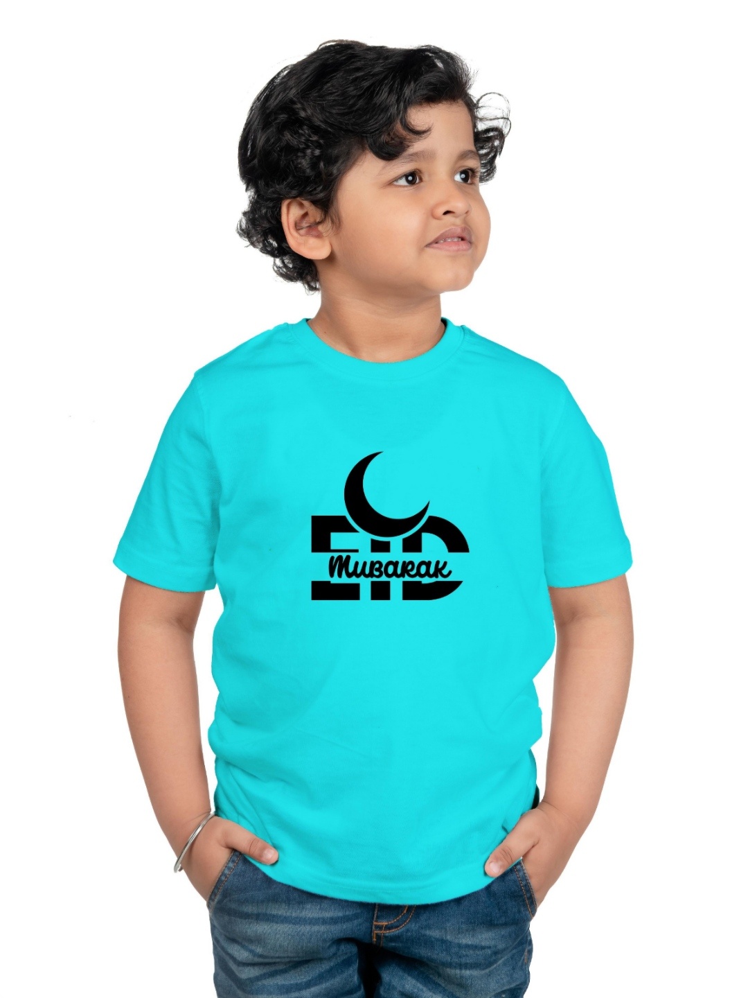 

Chombooka Kids Typography Printed Round Neck Cotton T-shirt, Turquoise blue