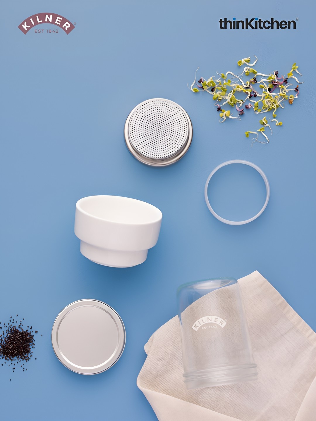 

KILNER Transparent and White Glass Dishwasher Safe Canister Container 500 ml