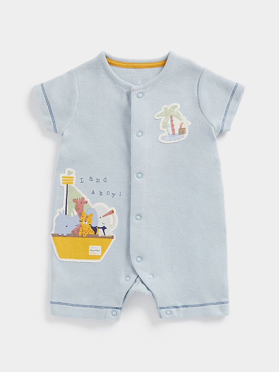 

mothercare Boys Printed Pure Cotton Rompers, Blue