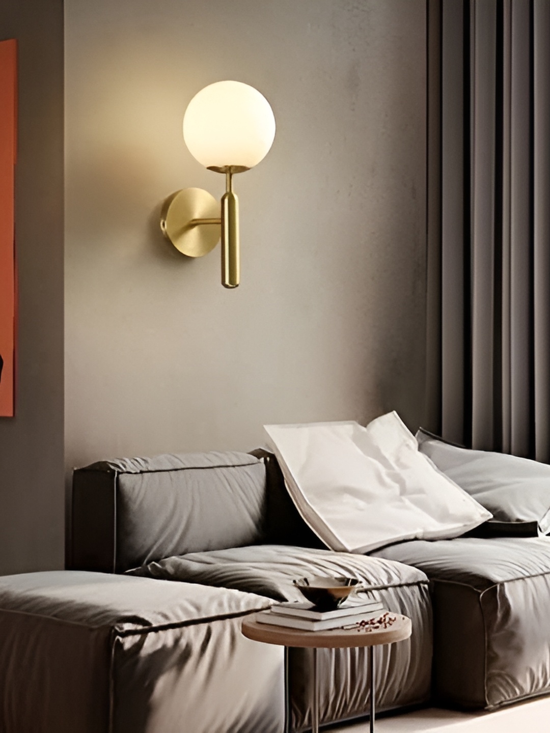

KINIS Gold-Toned & White Spherical Shaped Wall Lamp
