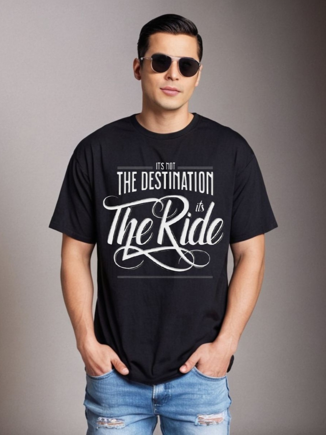 

Be Crazy Men Graphic Printed Round Neck Cotton Oversized T-shirt, Black