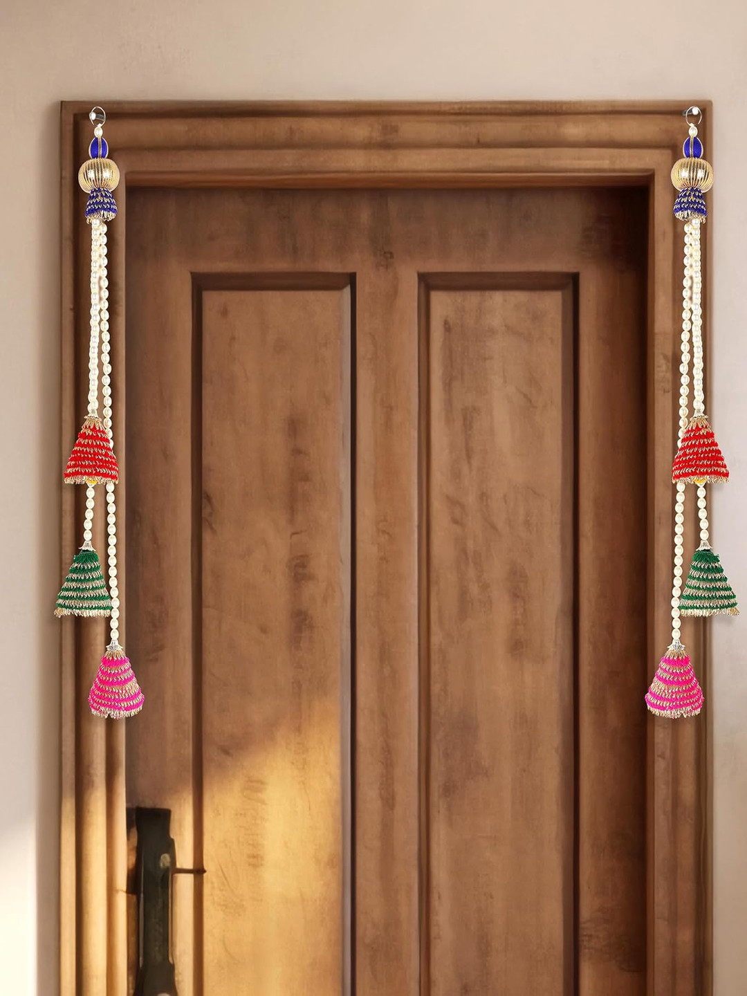 

THE HOME CO. Gold Toned & Green 2 Pieces Metal Bell Side Hangings
