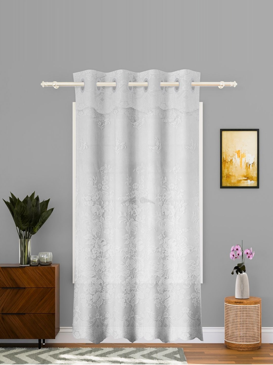 

Myntra Elegant Homes White Floral Printed Cotton Door Curtain