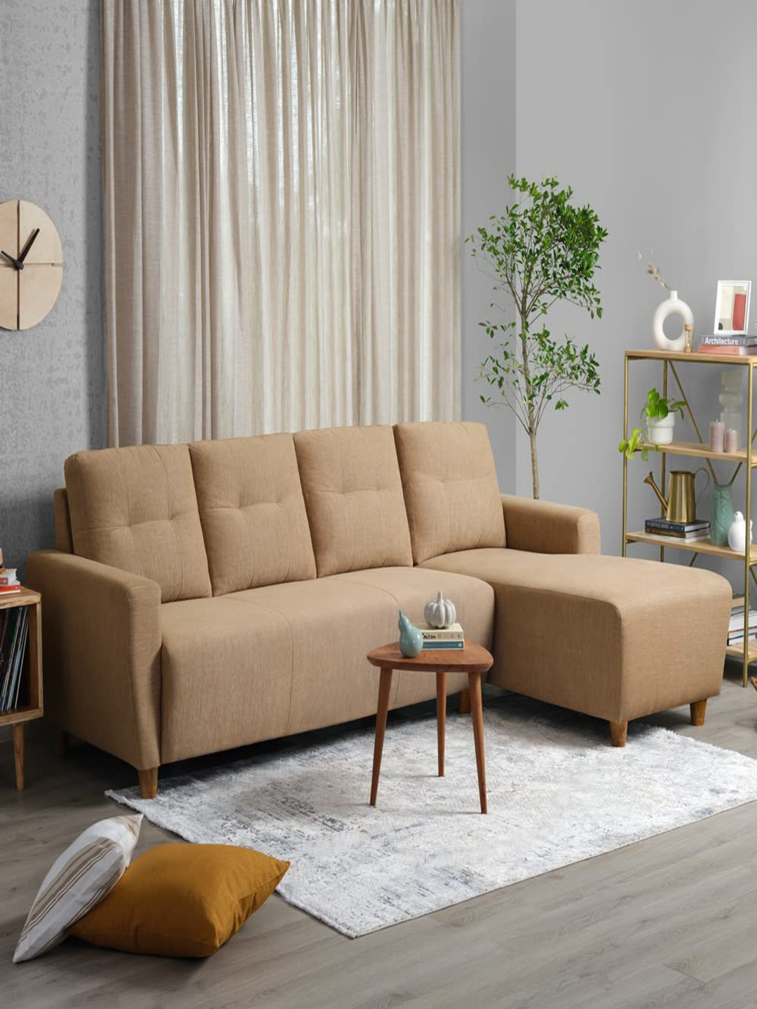 

Sleepyhead Yolo 5 to 6 Person Sofa Rhs L Shape Sofa Set Fabric Coco Brown