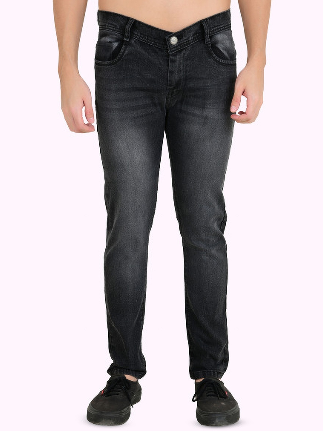 

COMFITS Men Classic Slim Fit Heavy Fade Stretchable Jeans, Grey