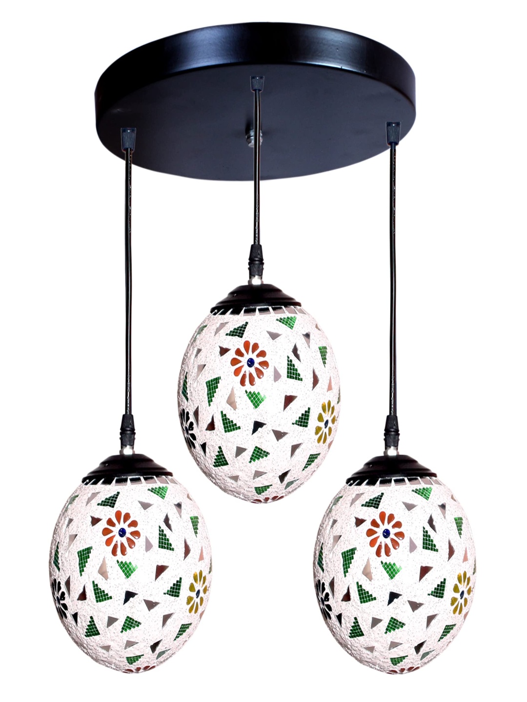 

GAUVIK White & Green Printed Glass Ceiling Lamp