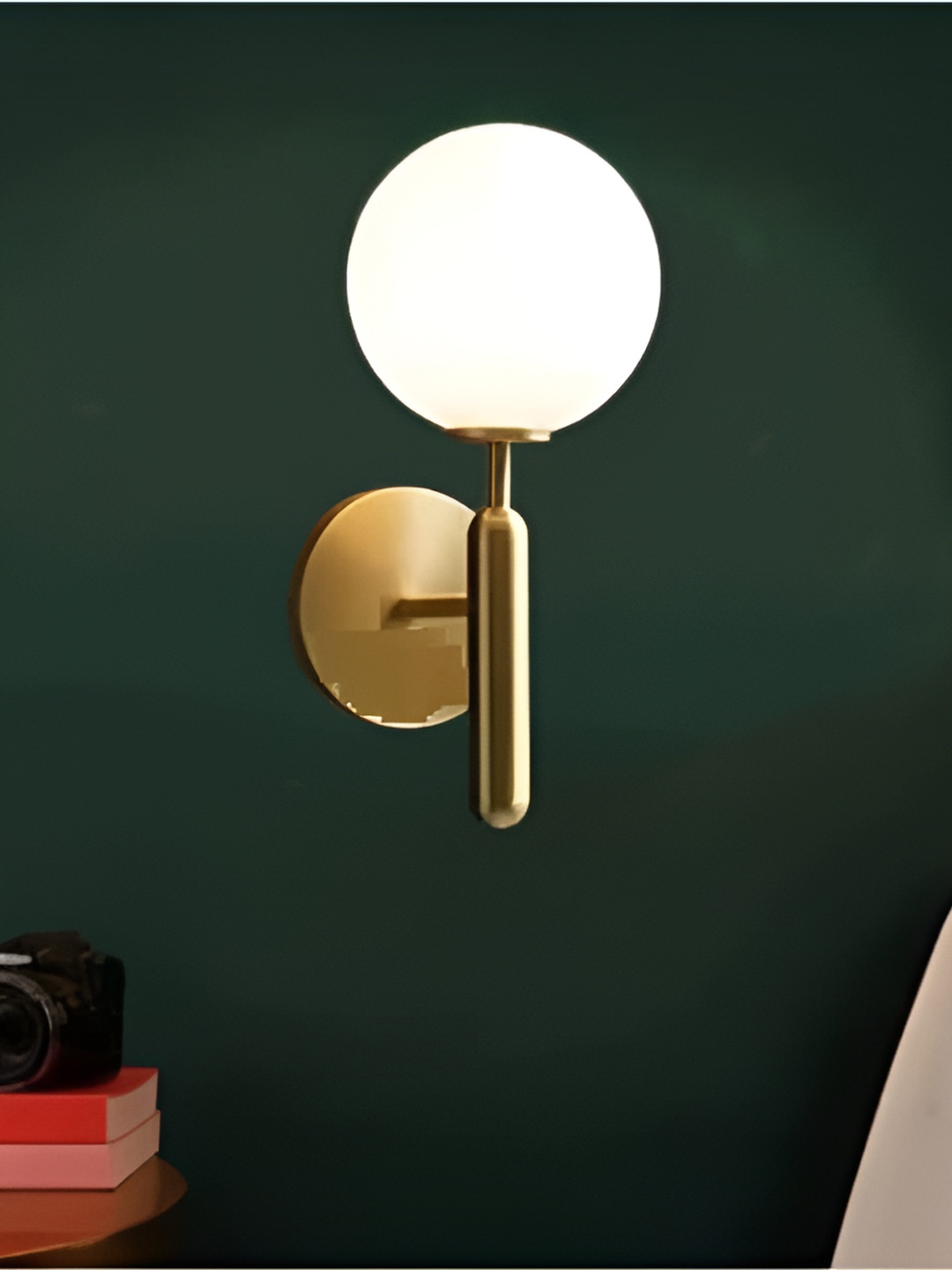 

KINIS Gold-Toned & White Metal Spherical Shaped Wall Lamp