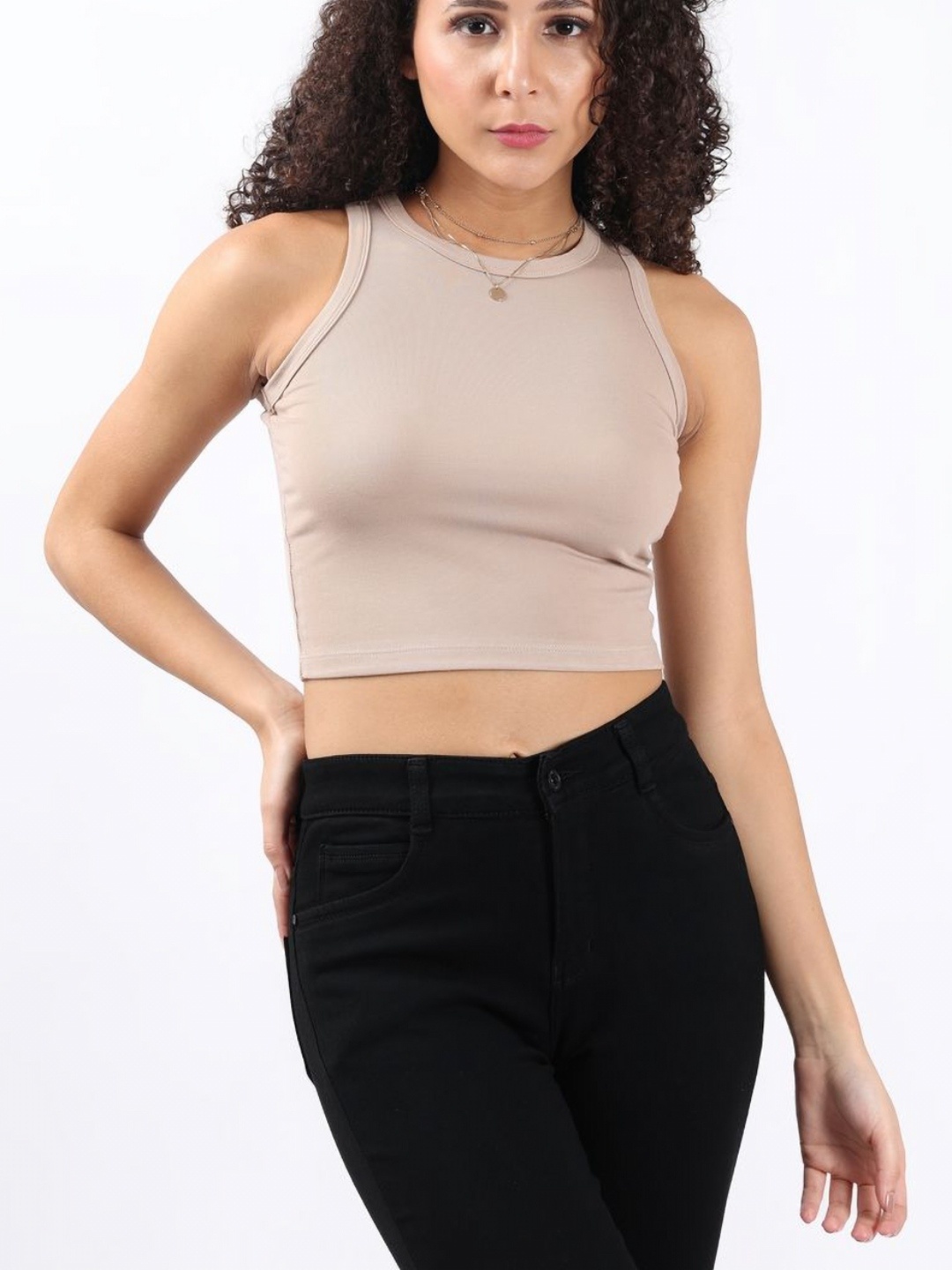 

Bonnaty Women Henley Neck Pockets Slim Fit T-shirt, Beige