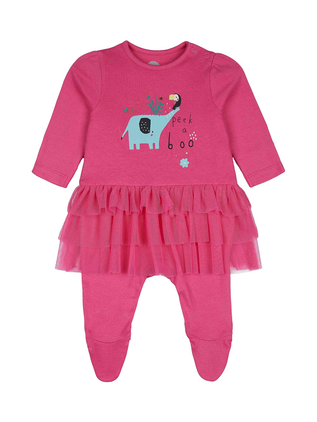 

mothercare Infant Girls Printed Pure Cotton Rompers, Pink