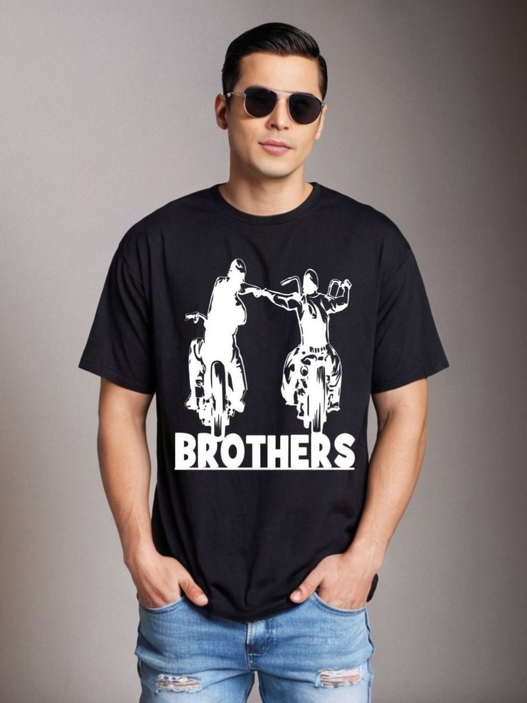 

Be Crazy Men Graphic Printed Round Neck Cotton Oversized T-shirt, Black