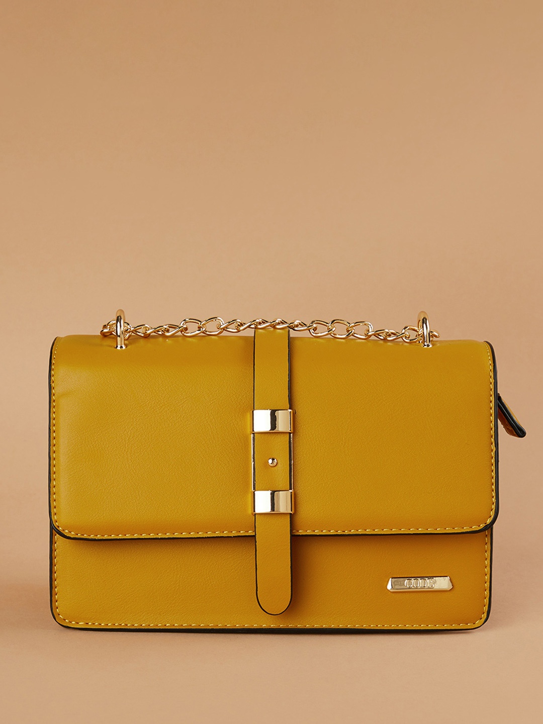 

CODE by Lifestyle PU Structured Sling Bag, Mustard