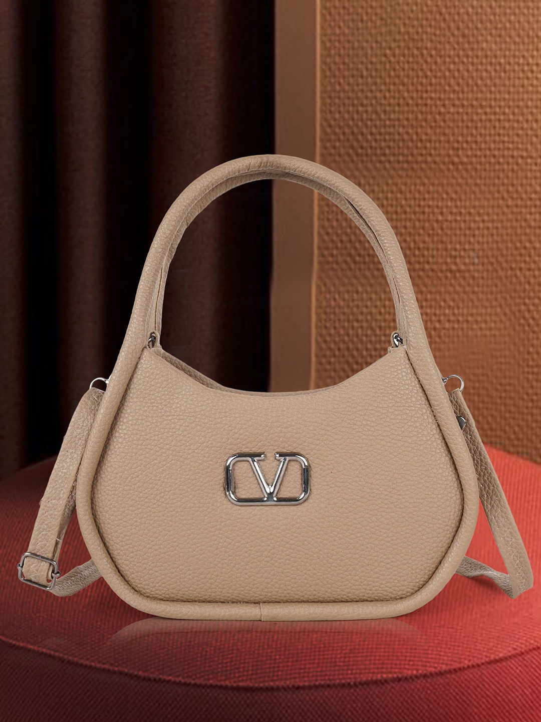 

STARWINGS Women Structured Solid Sling Bag, Beige