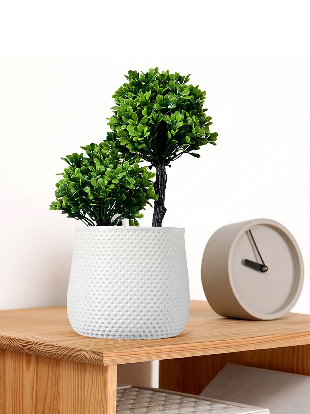 

Kuber Industries White & Green Artificial Flower With Pot