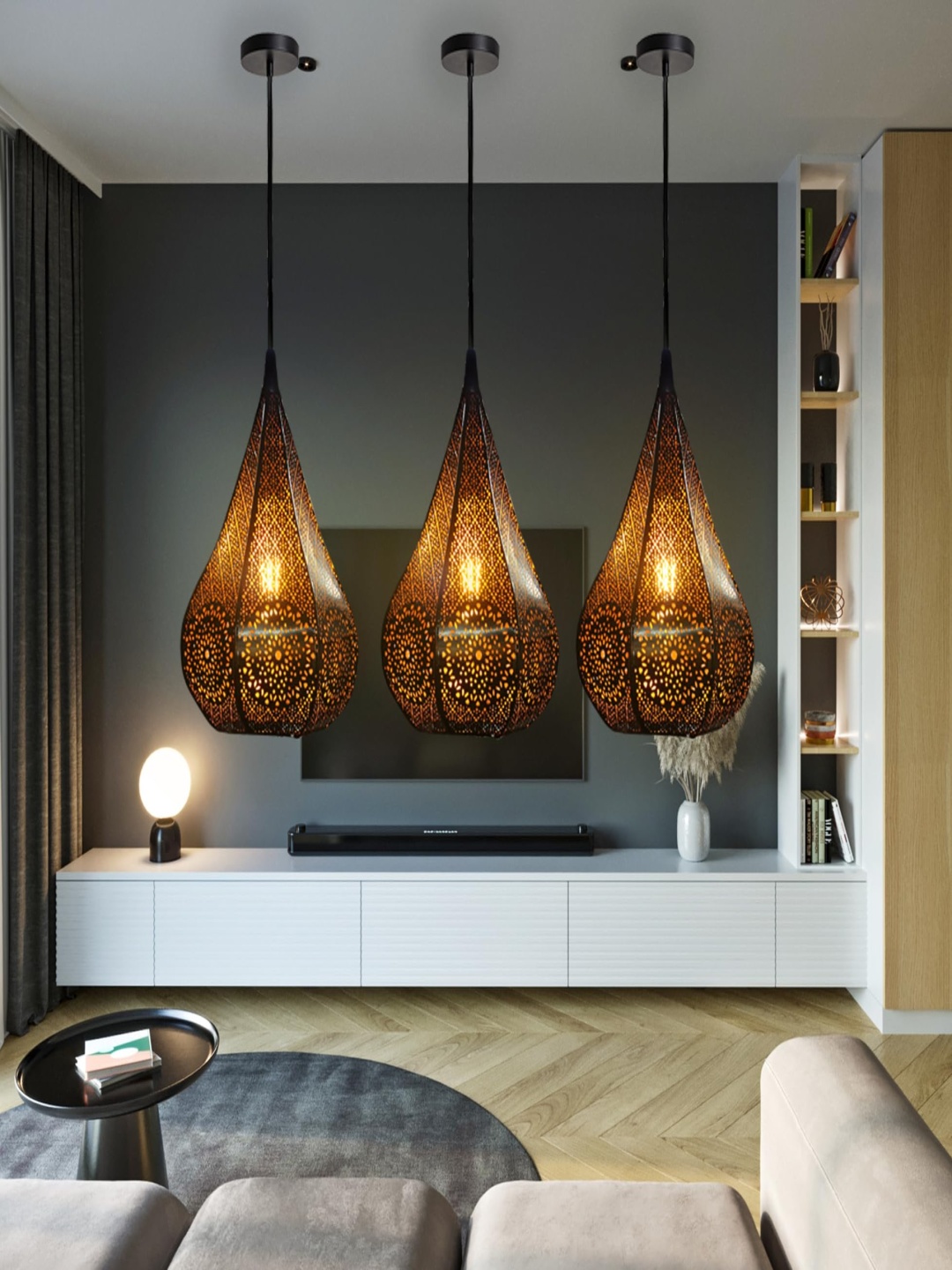 

GAUVIK Black Printed Traditional Ceiling Lamp