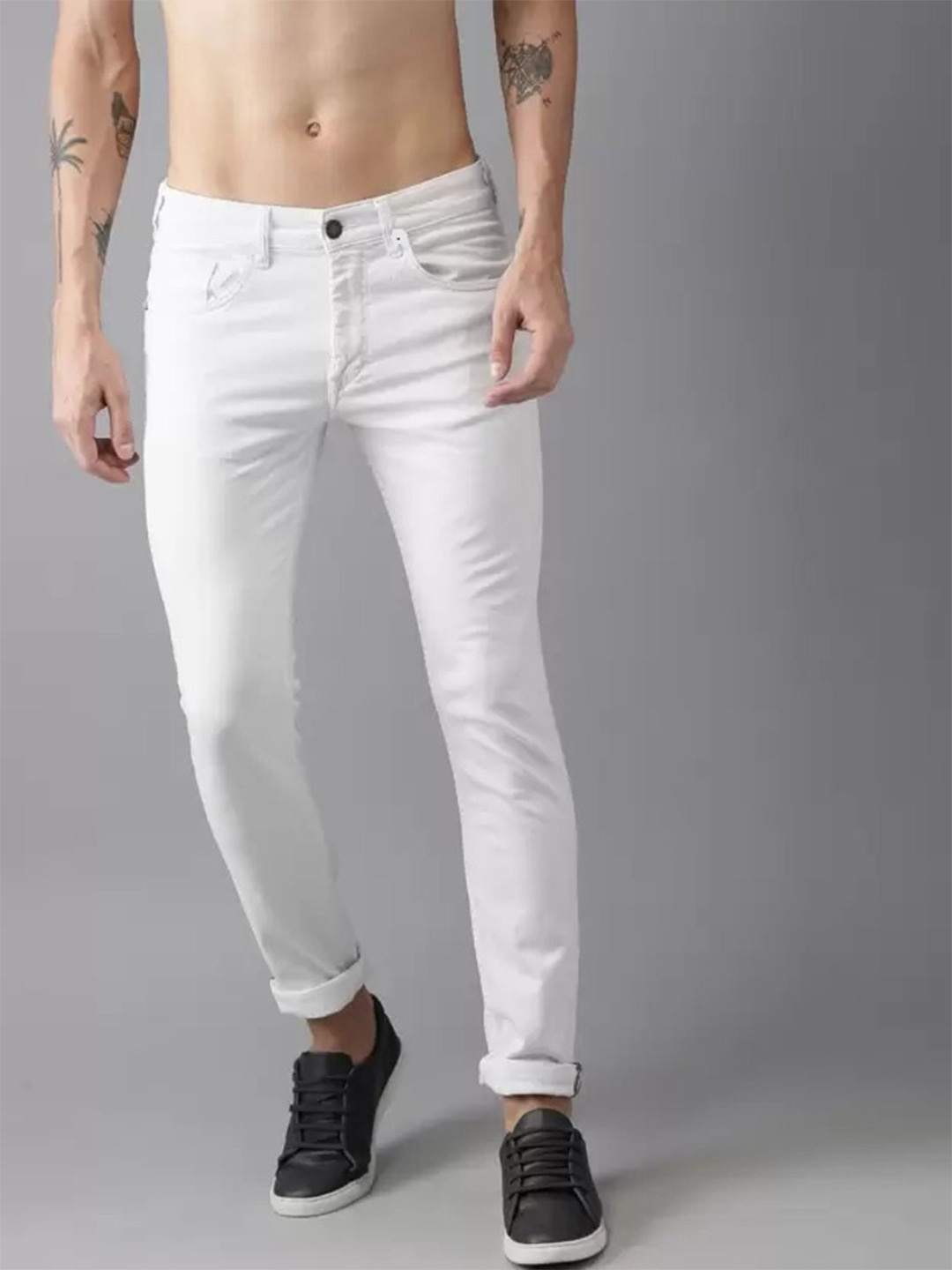

COMFITS Men Regular Fit Mid-Rise Classic Slash Knee Stretchable Jeans, White