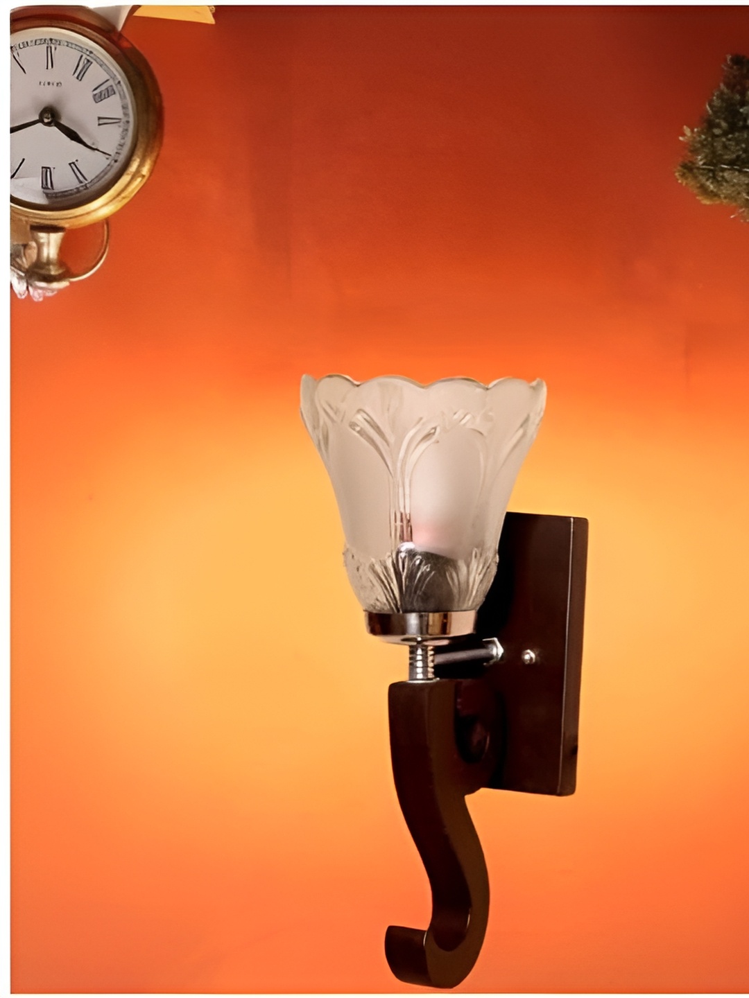 

KINIS Brown & Peach Printed Wood Quirky Cylinder Shaped Wall Lamp