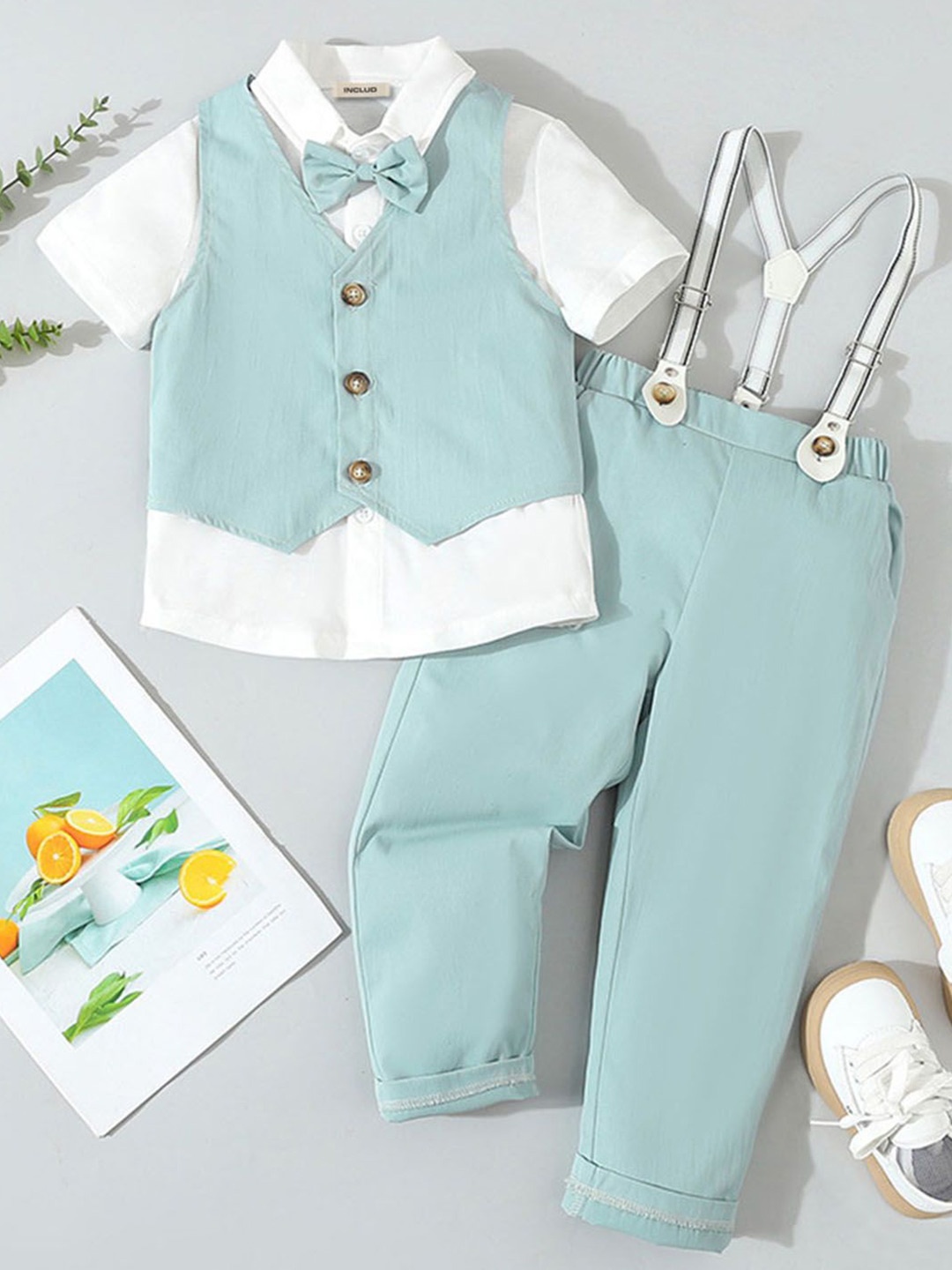 

INCLUD Boys Shirt With Trousers & Waistcoat, Sea green