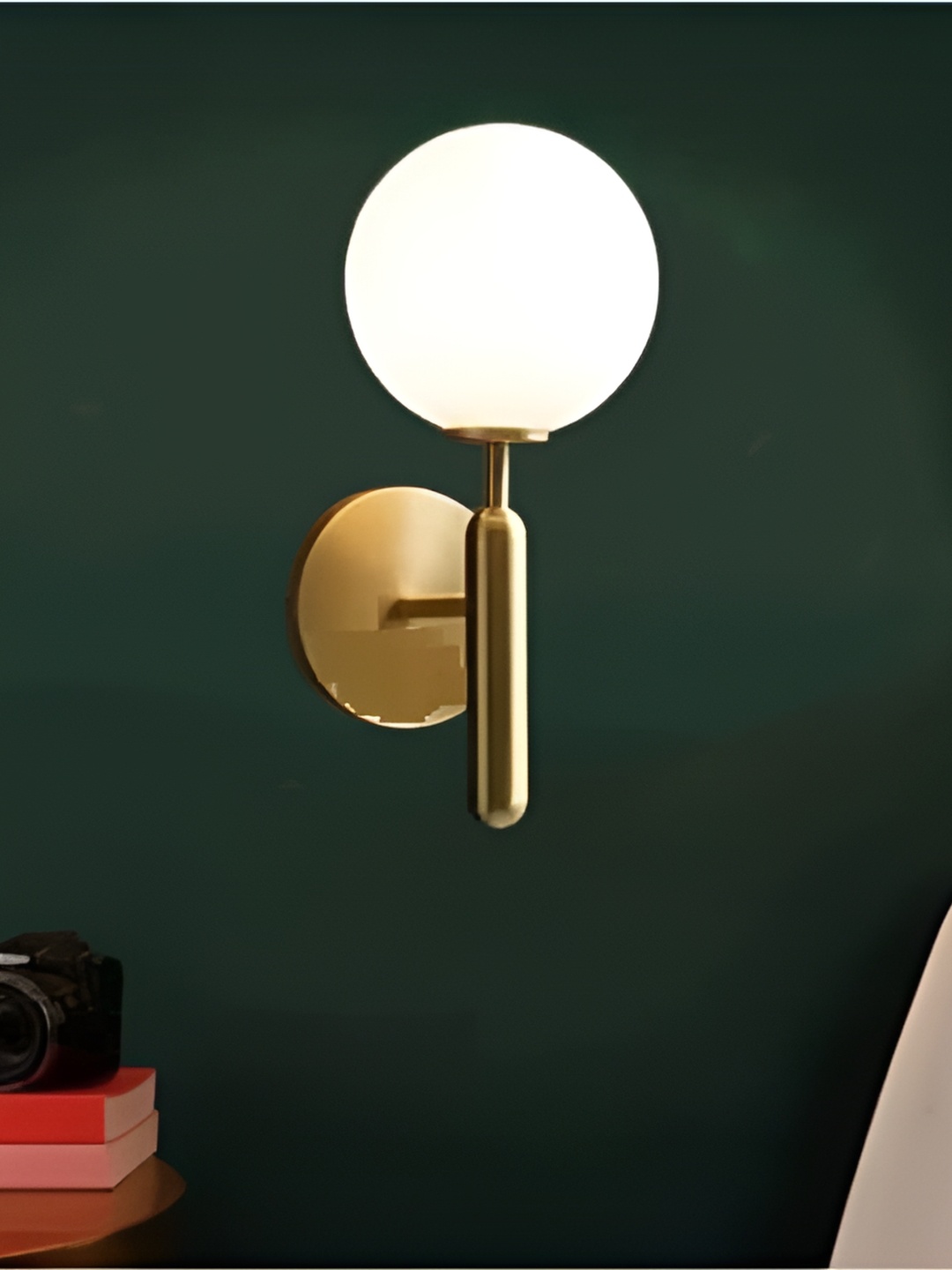 

KINIS Gold-Toned & White Spherical Shaped Metal Wall Lamp