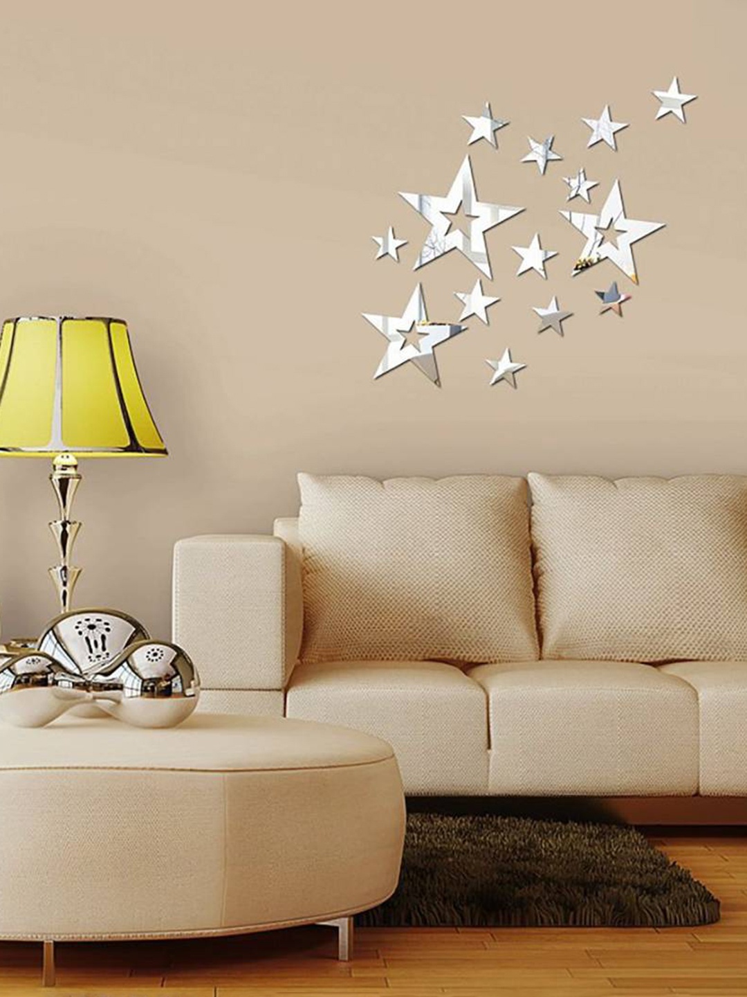 

VAH Kya Bat Hai !! 13-Pcs Big Stars Mirror Stickers for Wall, Silver