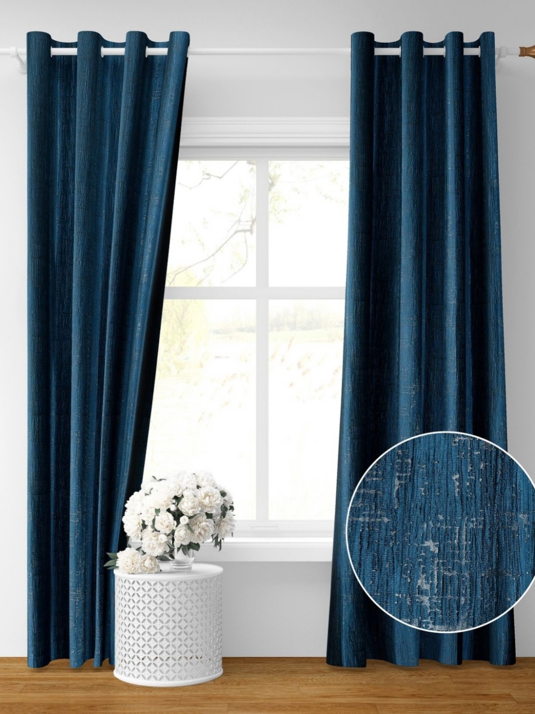 

Galaxy Home Decor Blue Set of 2 Room Darkening Long Door Curtain