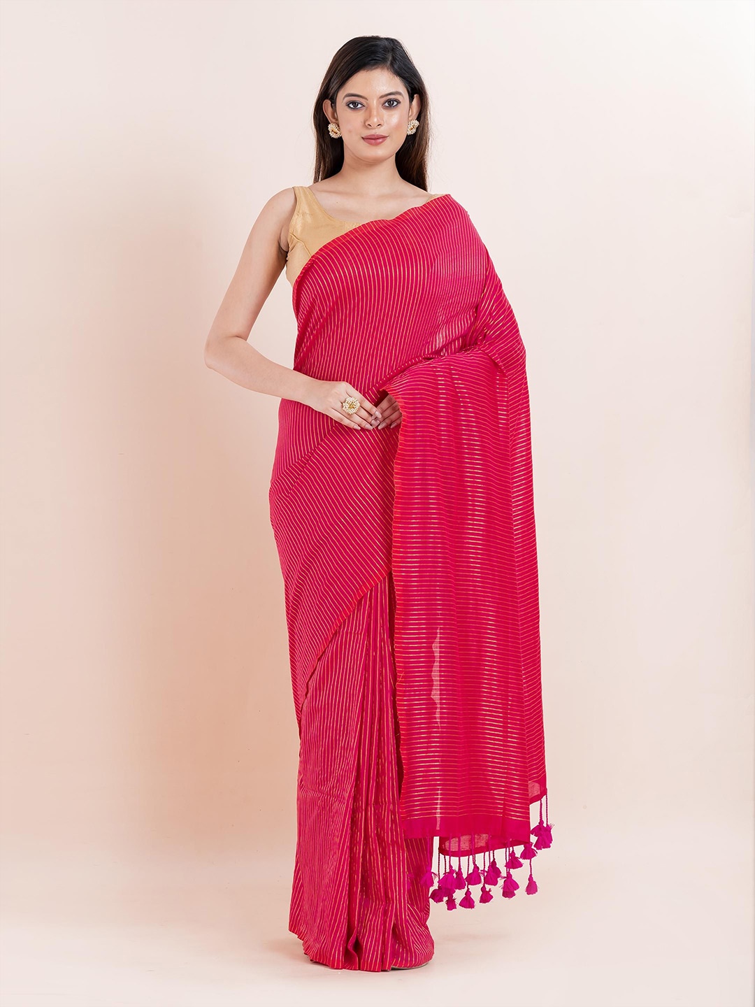 

PUKU Striped Saree, Pink