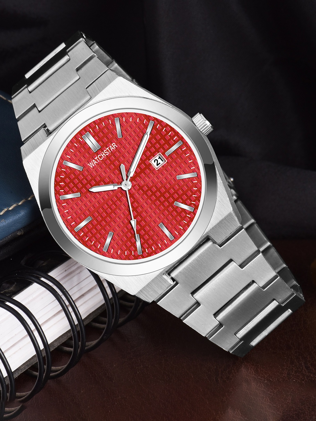 

WATCHSTAR Men Patterned Dial & Stainless Steel Straps Analogue Watch Royal redDL, Red
