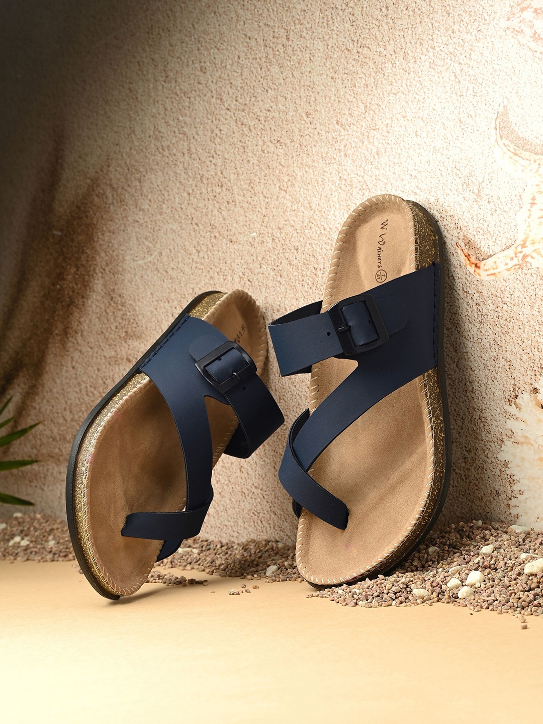 

WAINERS Men Leather Comfort Sandals, Blue