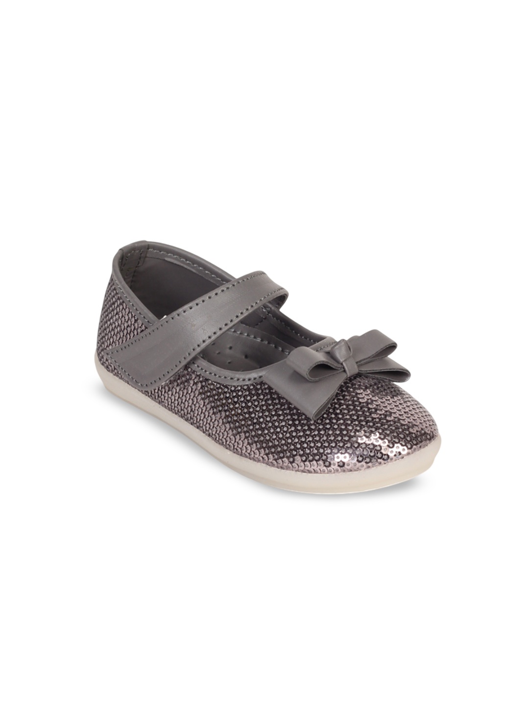 

Lil Lollipop Girls Printed Fashion with Bows Flats, Grey