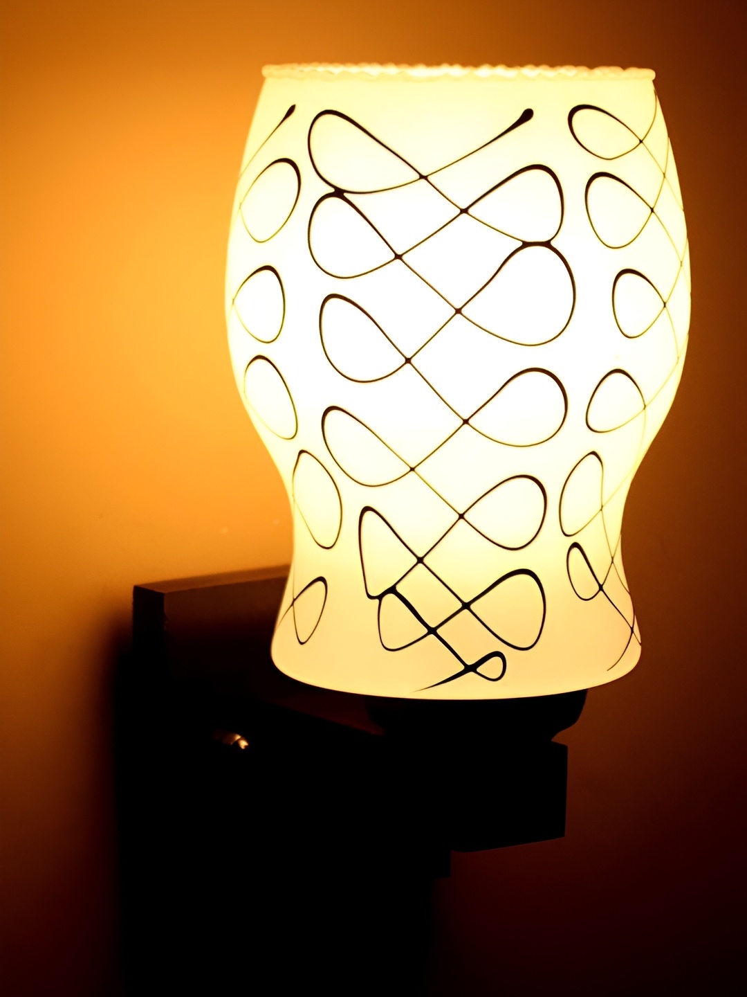 

KINIS Brown & White Printed Wood Quirky Cylinder Shaped Wall Lamp