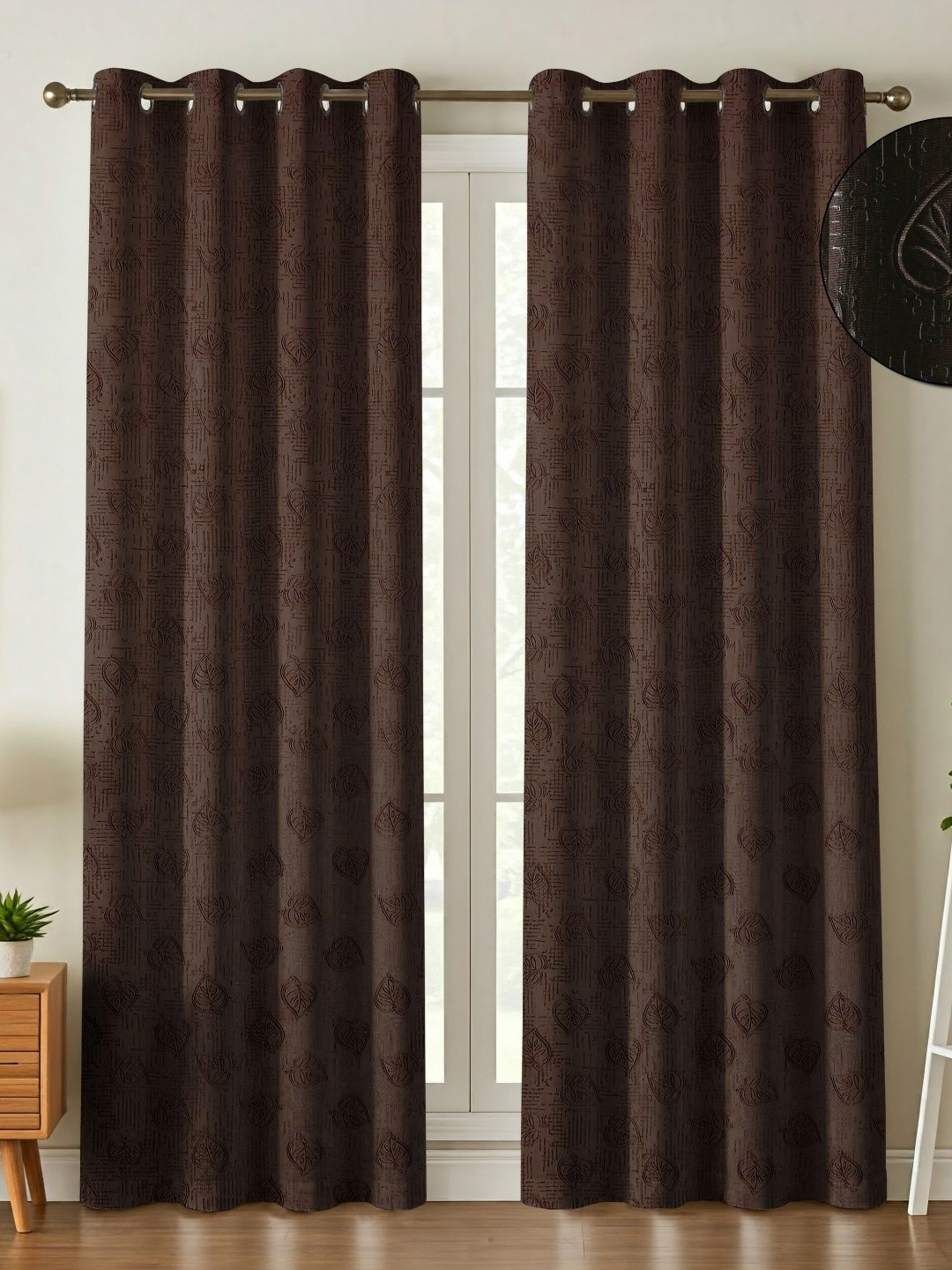 

Galaxy Home Decor Brown Set of 2 Floral Room Darkening Window Curtain