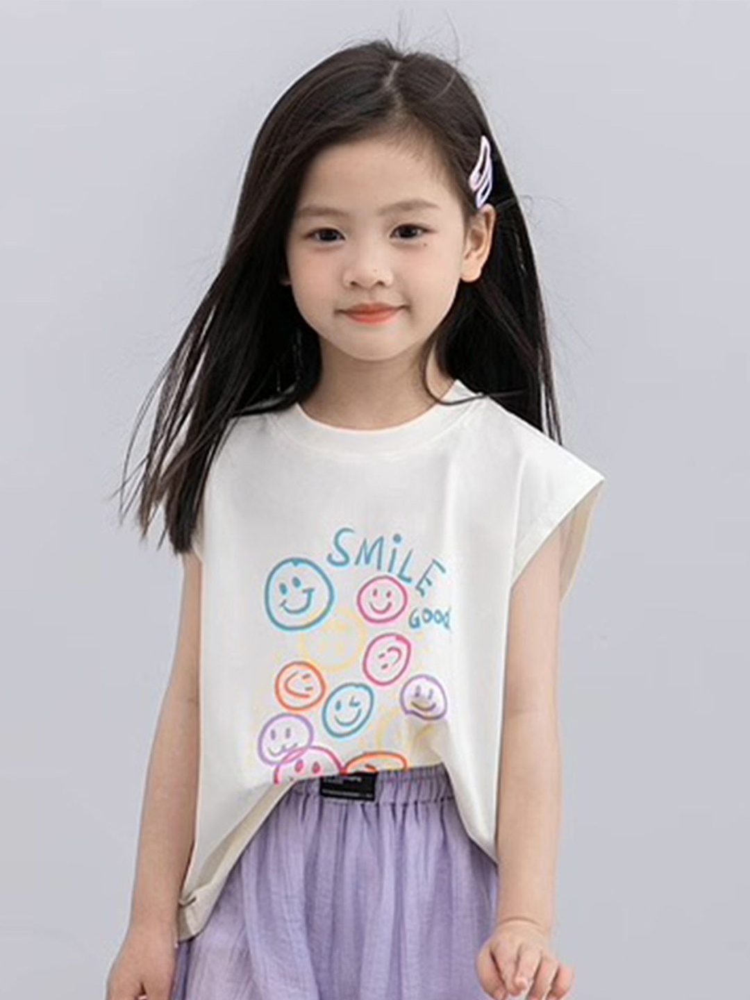 

Lulu & Sky Girls Typography Printed Round Neck Regular Top, Beige