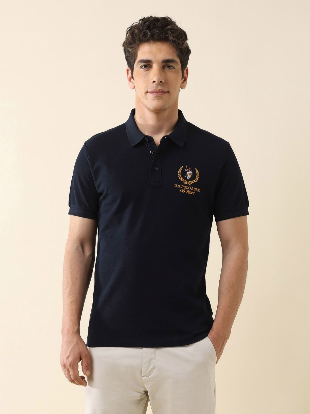 

U.S. Polo Assn. Men Solid Polo Collar Cotton Slim Fit T-shirt, Black
