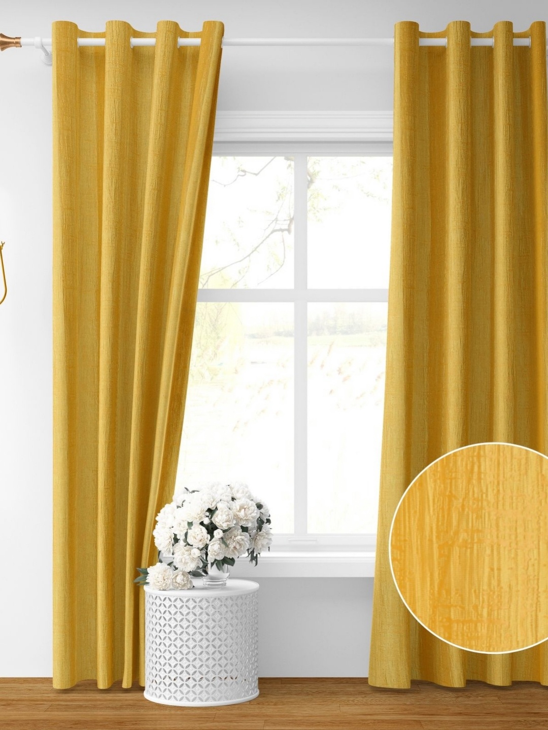 

Galaxy Home Decor Yellow Set of 2 Room Darkening Long Door Curtain