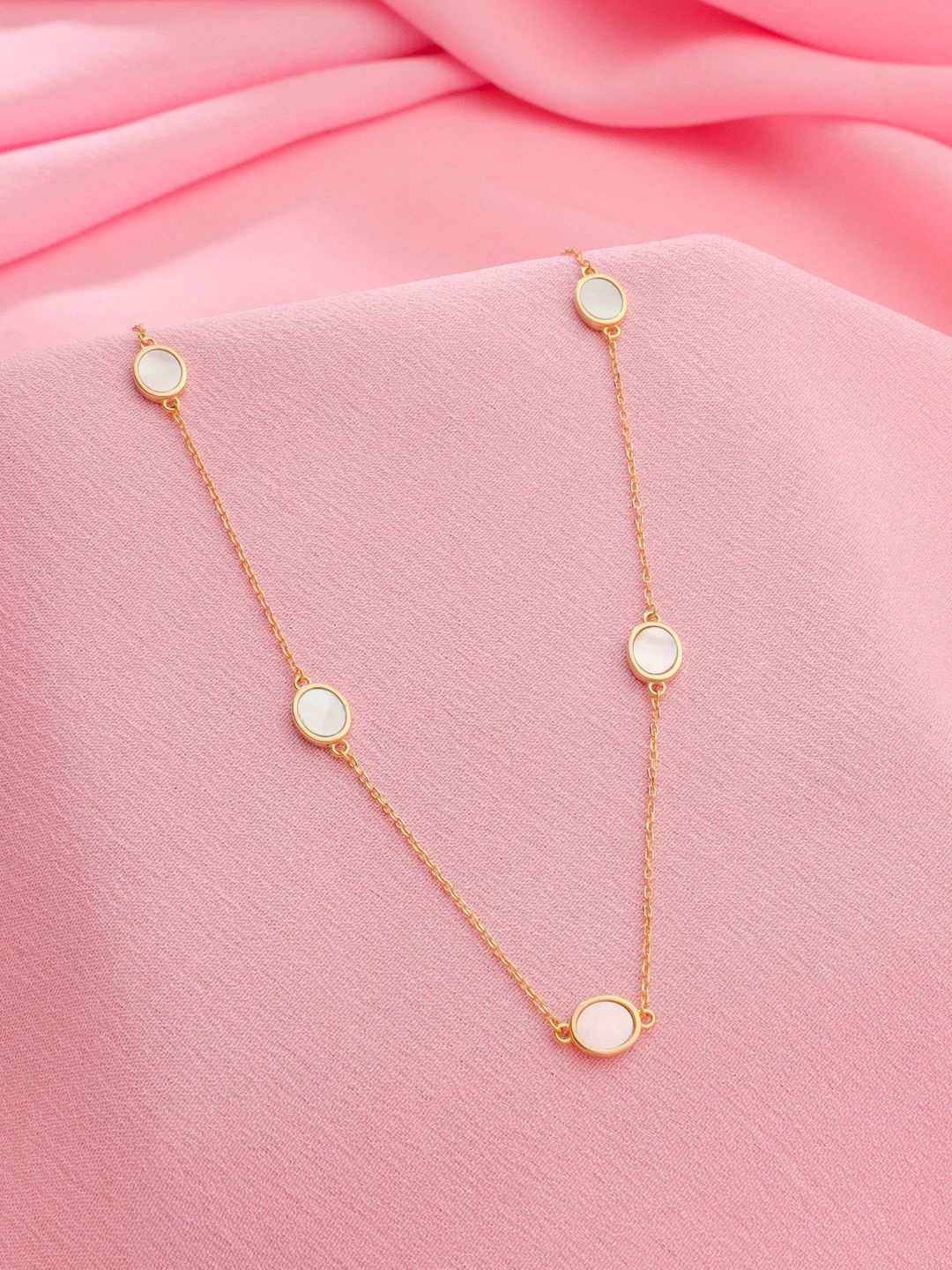 

Kicky And Perky 925 Sterling Silver Gold-Plated Pearls Studded Chain