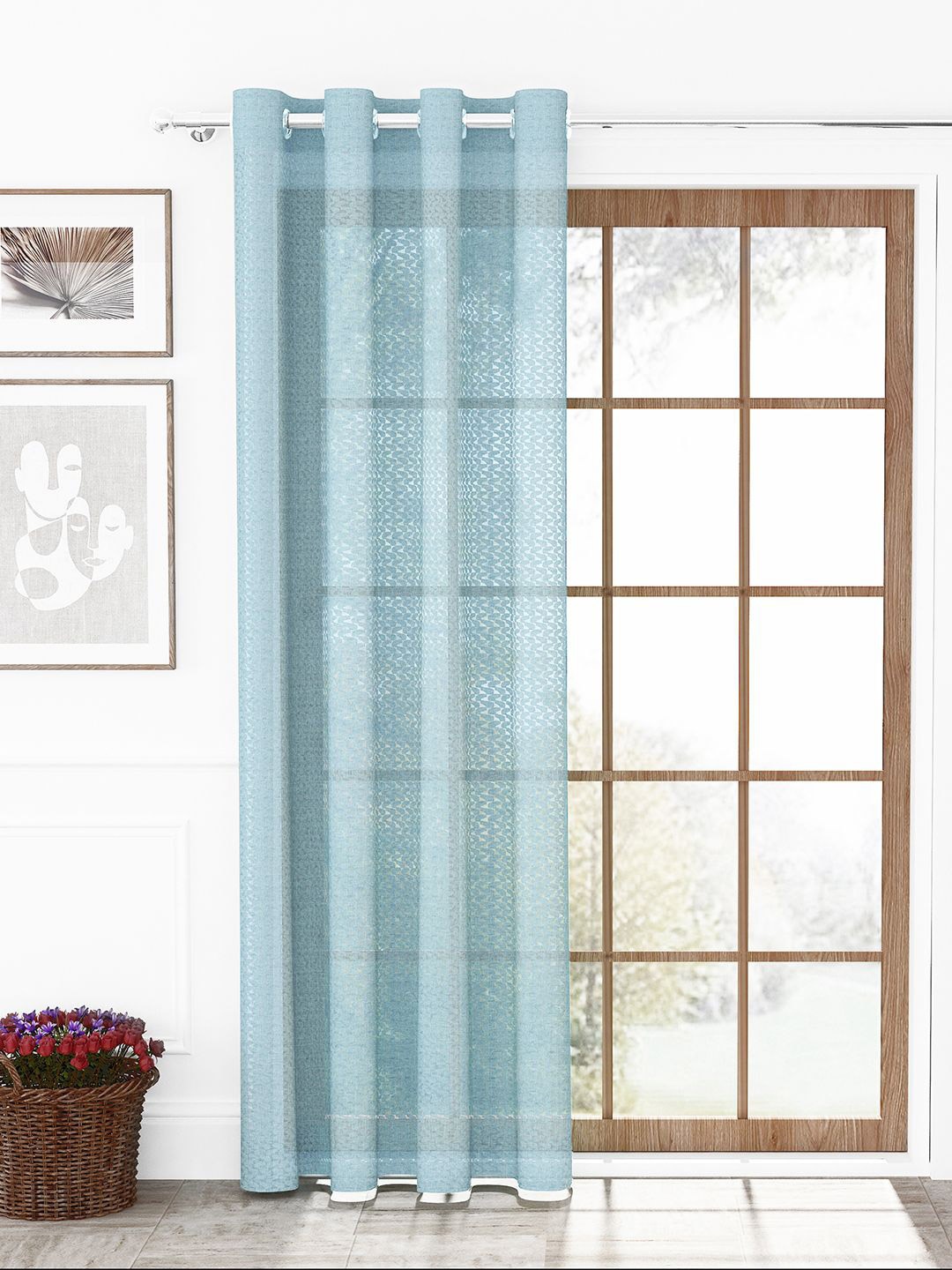 

Story@home Serene Grey Sheer Abstract Printed Long Door Curtain