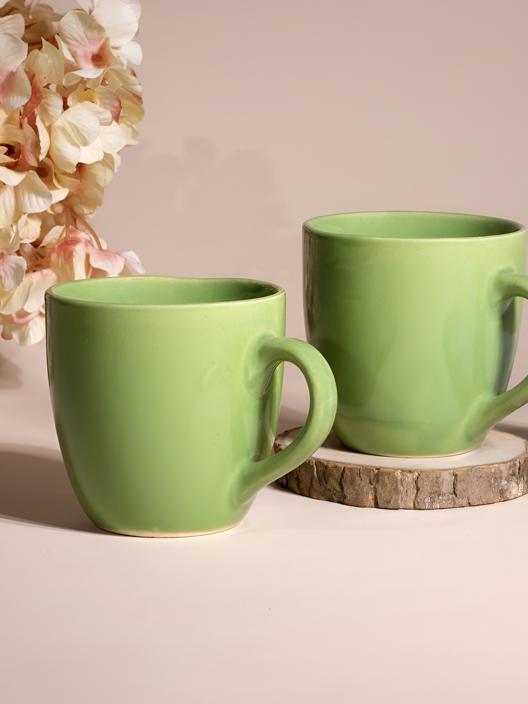 

Storepedia Green 2 Pieces Textured Ceramic Matte Cups 200ml Each