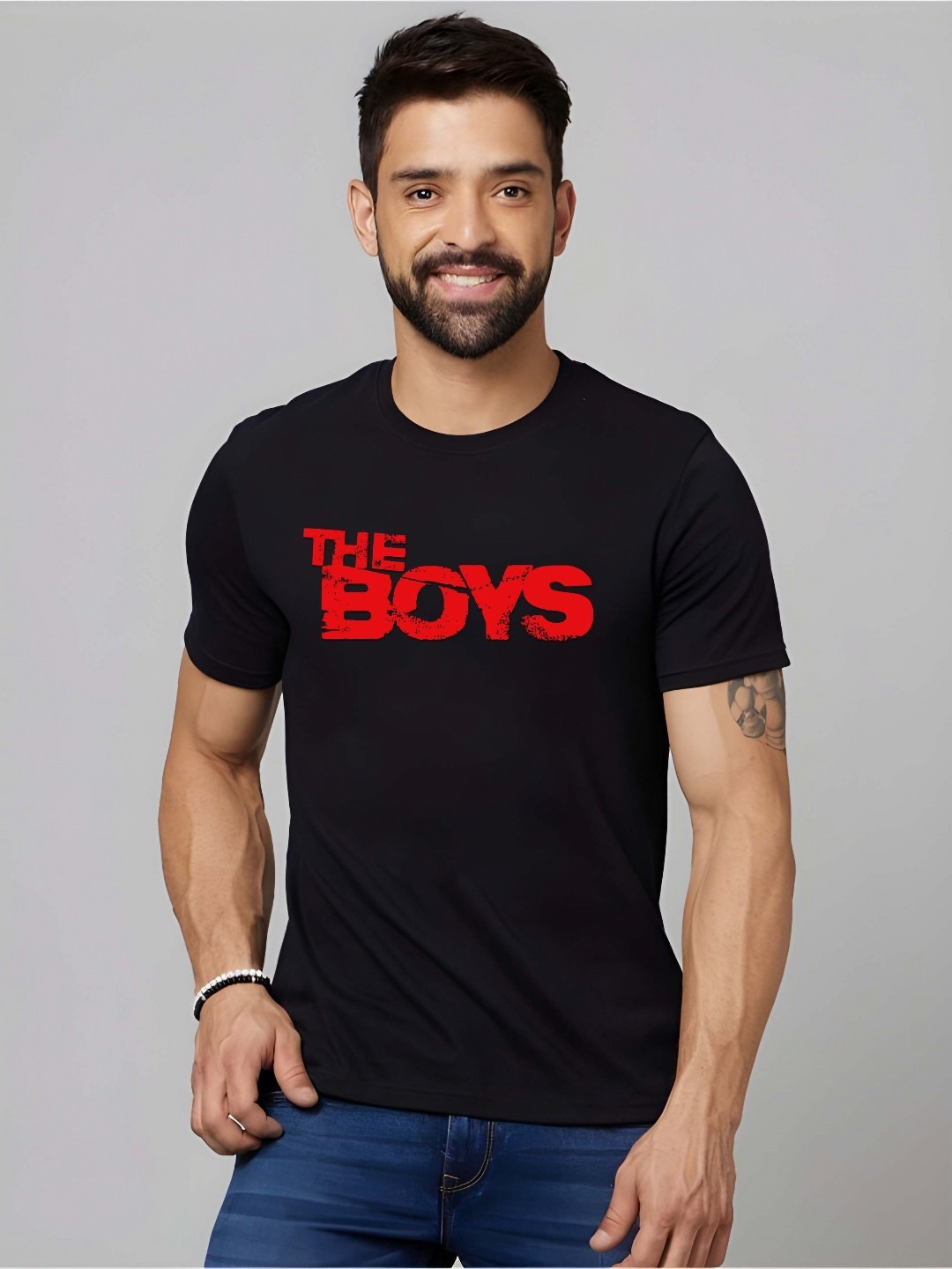 

THE BEETEL HOUSE Men Typography Printed Round Neck Cotton T-shirt, Black