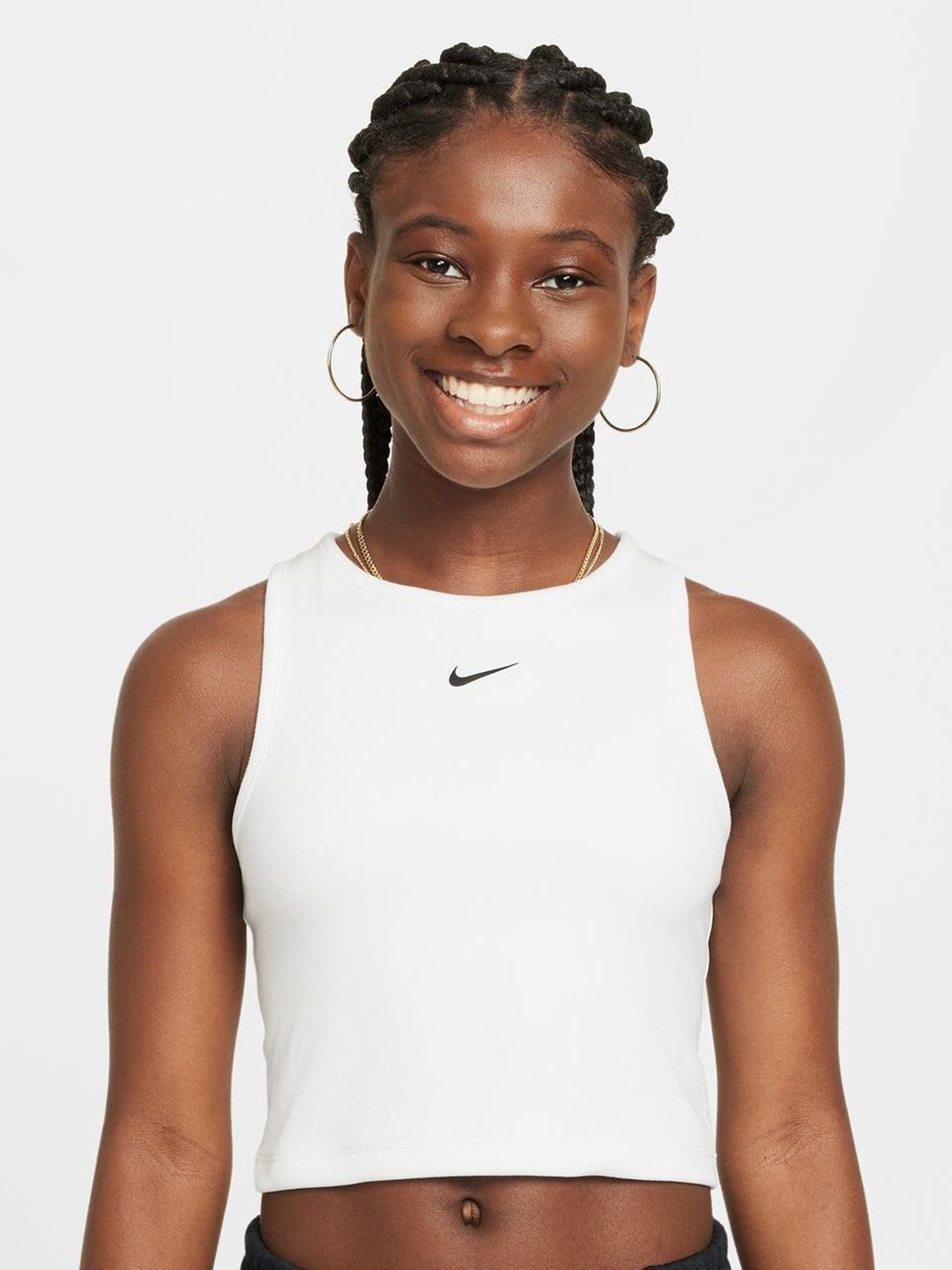 

Nike Girls Round Neck Sleeveless Tank Top, White