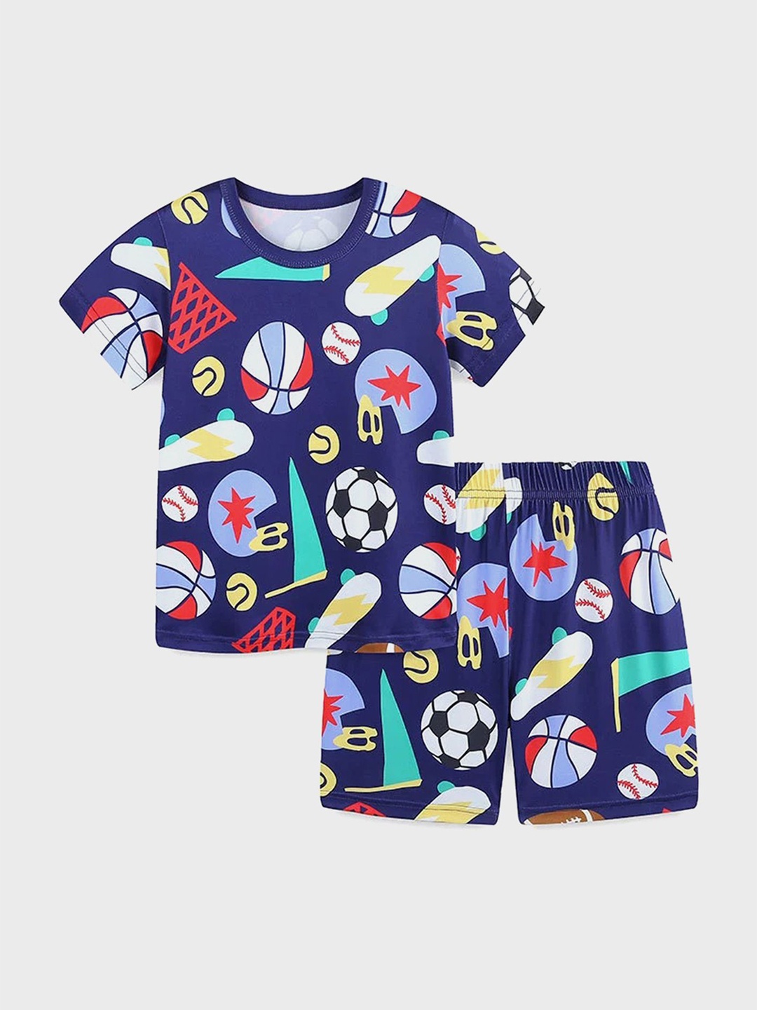 

LULU & SKY Girls Printed Novelty Top With Shorts, Blue