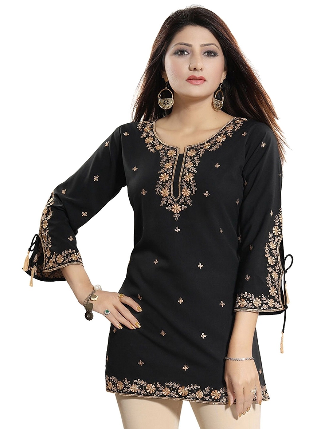

Meher Impex Women Embroidered Top, Black
