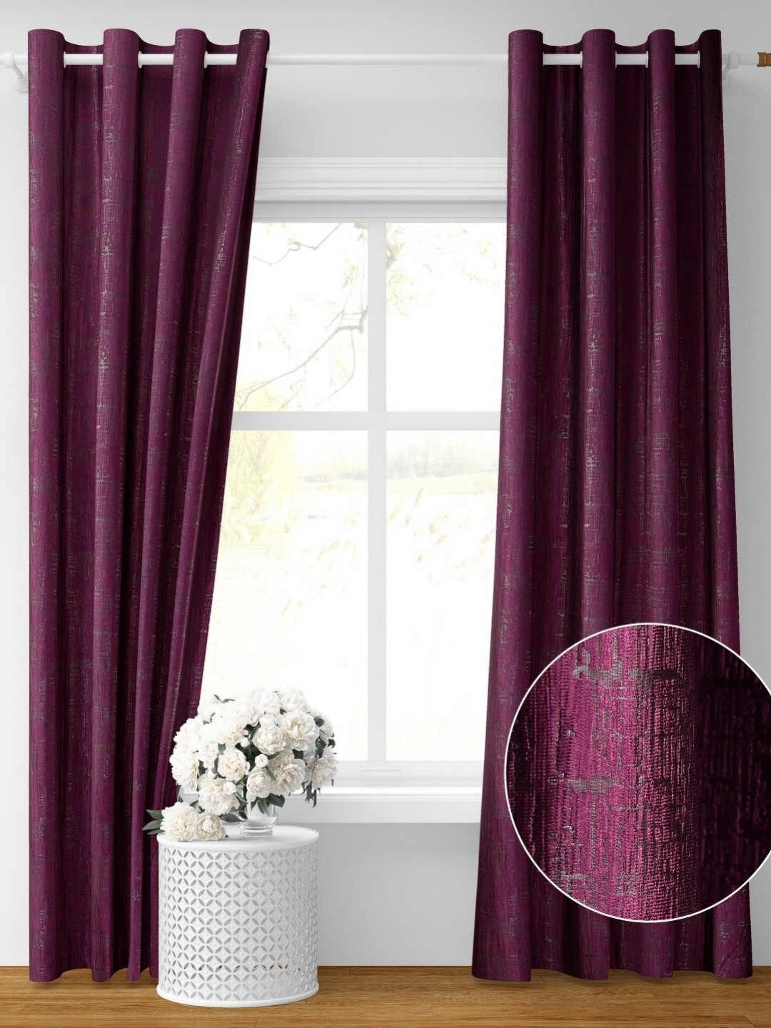

Galaxy Home Decor Purple Set of 2 Room Darkening Door Curtain