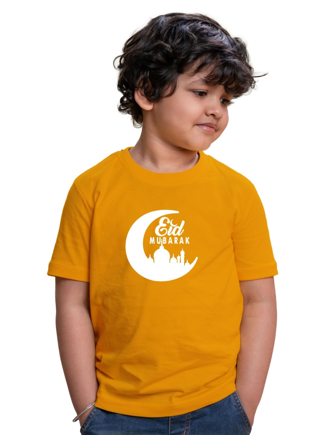 

Chombooka Kids Graphic Printed Round Neck Cotton T-shirt, Mustard
