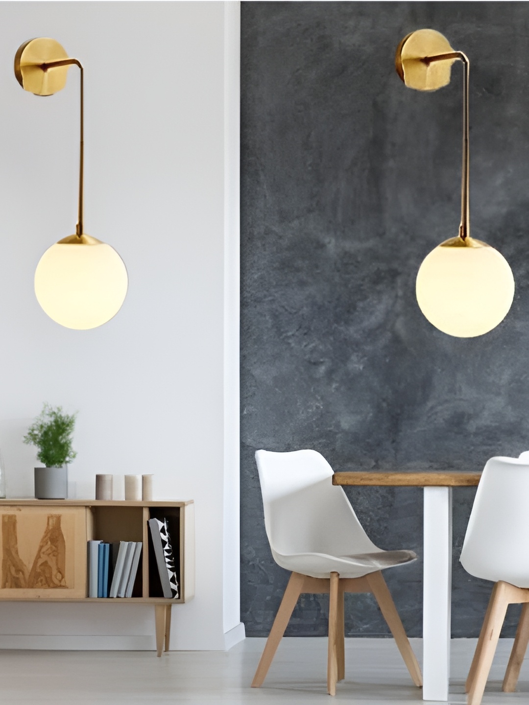 

KINIS Gold-Toned & White 2 Pieces Metal Spherical Shaped Wall Lamps