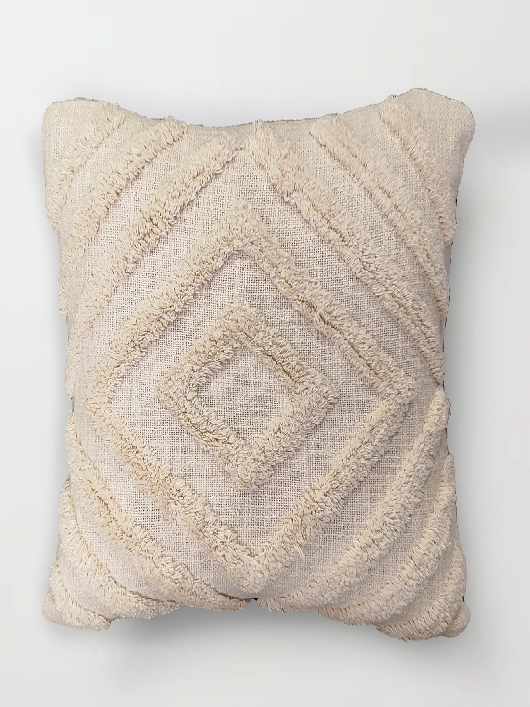 

ELEGANT WEAVERS Cream-Coloured Set of 2 Geometric Square Cushion Covers