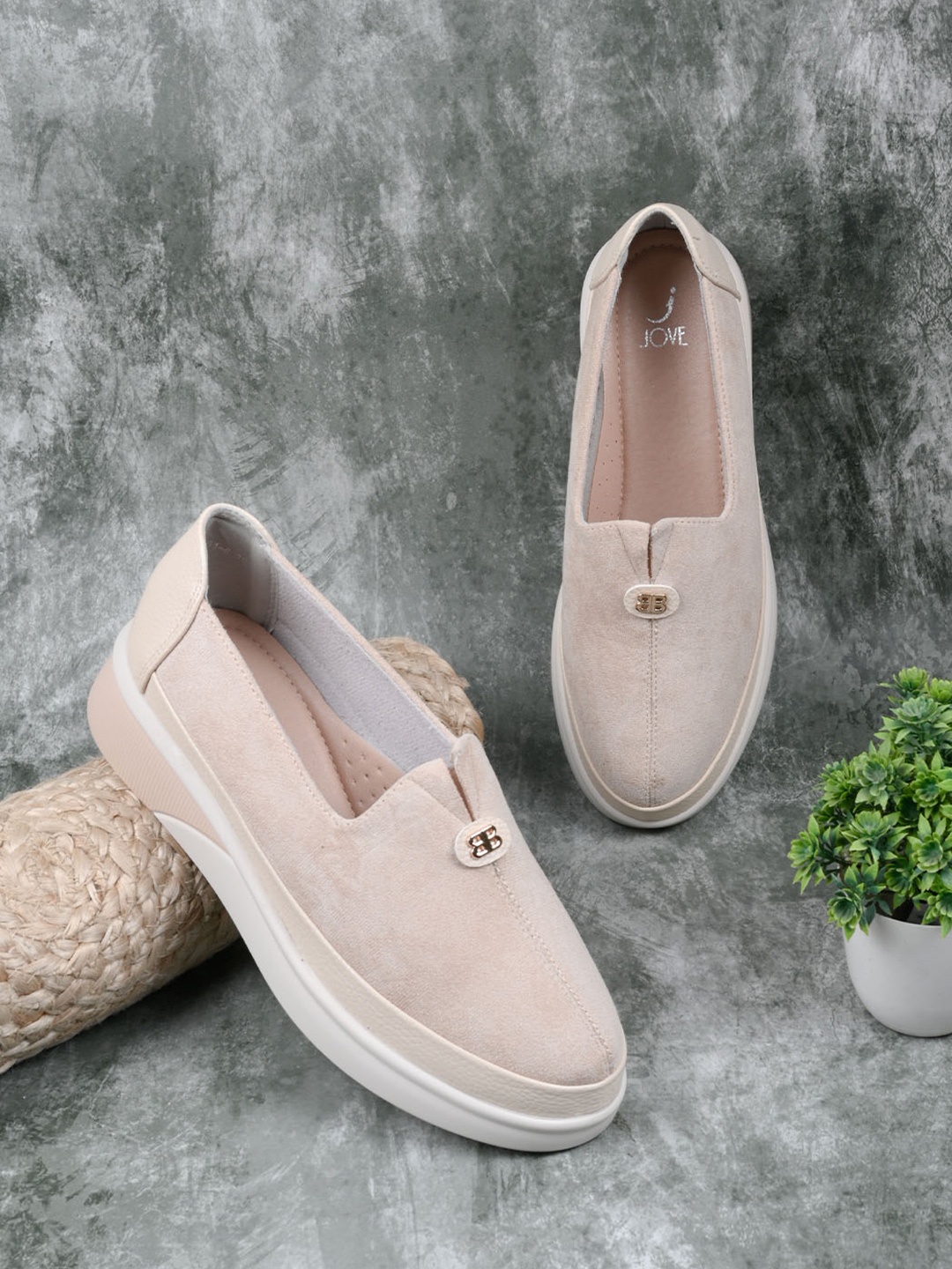 

Jove Women Smart Casual Loafers, Beige