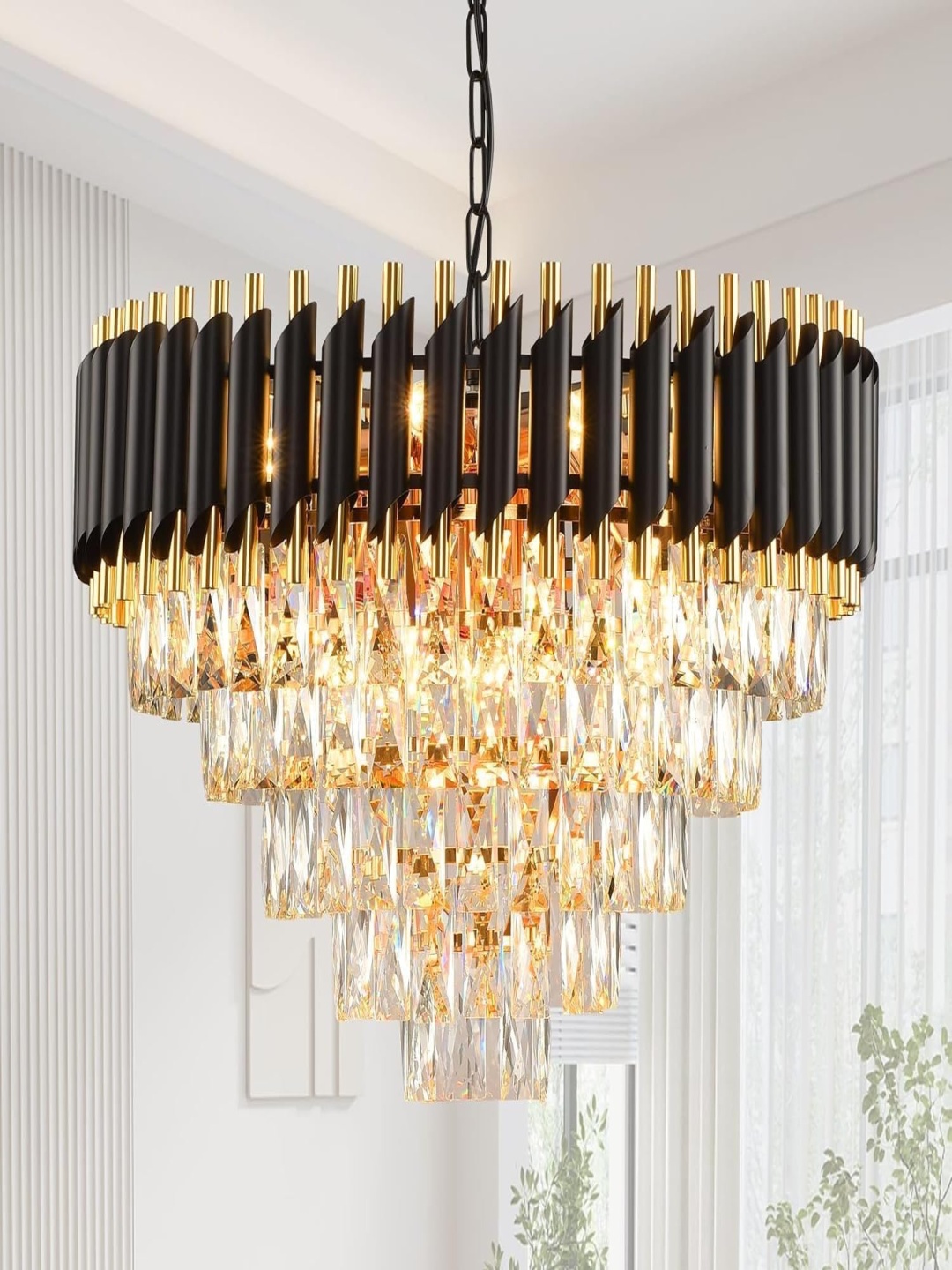 

GAUVIK Gold-Toned & Black Traditional Ceiling Lamp