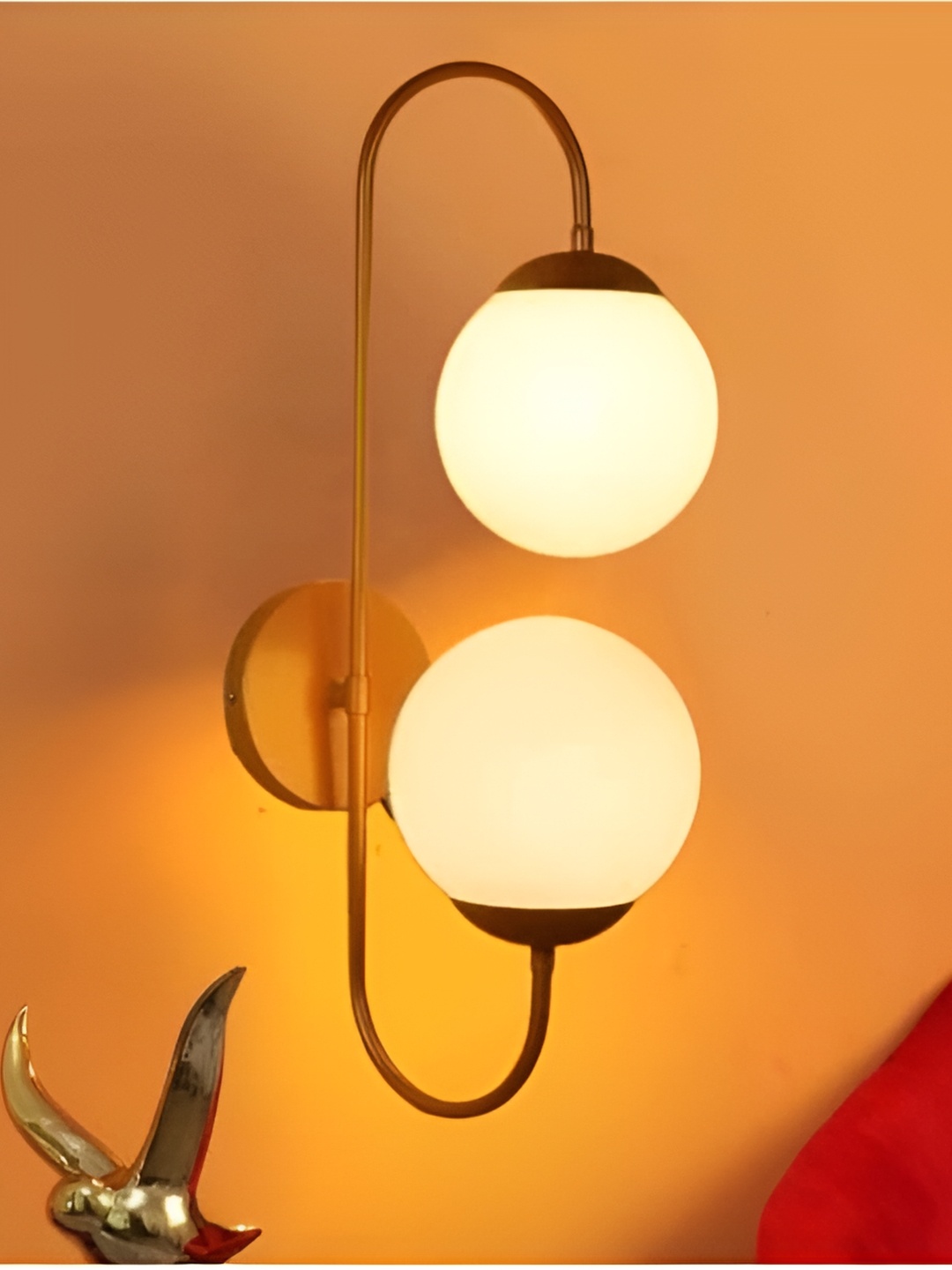 

KINIS Gold-Toned & White Metal Spherical Shaped Wall Lamp With Bulb